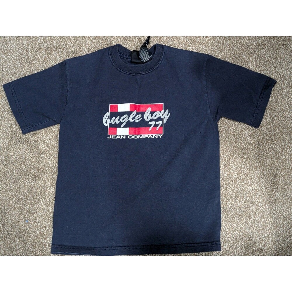 Vintage Bugle Boy Jean Company graphic T-shirt youth size 7 Navy kids *READ